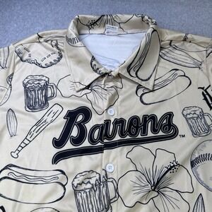 Birmingham Barons MiLB Baseball Hawaiian Button Shirt XL Beer Hot Dogs‎ Glove